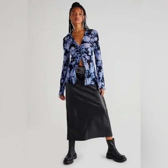 NWT Free People Onyx Indigo Combo Lucky Shirtee Womens size XL - Picture 3 of 12